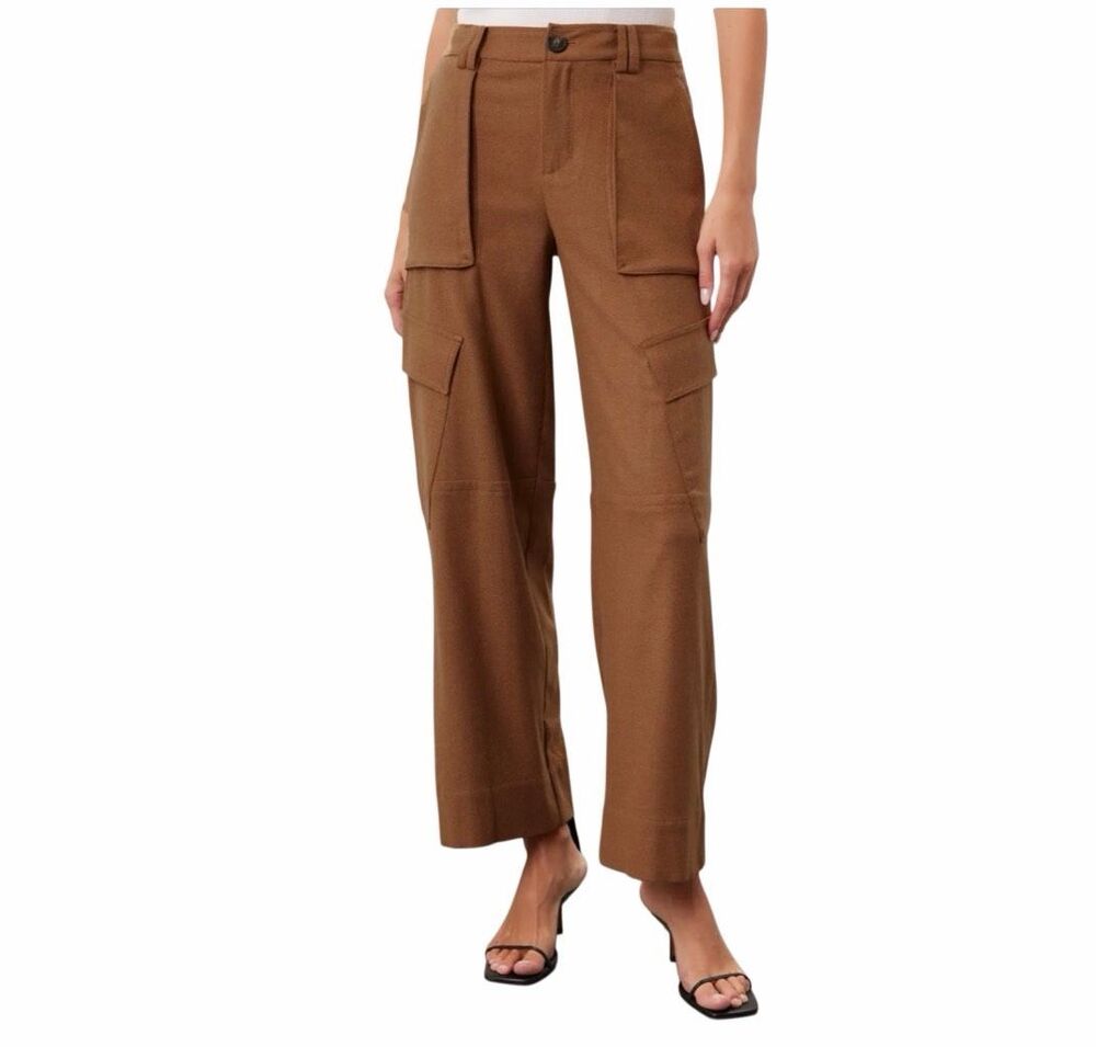 Vince $495 Women’s Flannel Wide Leg Raver Pants Dark Beech 16 NWT